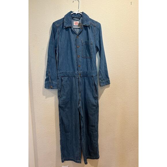 Levi's NWT Blue Medium Wash Button Front Long Sleeve Jumpsuit Size XS - Picture 1 of 8